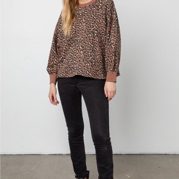 RAILS Womens Sweatshirt Reeves mountain leopard print crew neck pullover Size XS - Picture 2 of 8